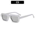 Futuristic silver geometric square sunglasses with translucent light grey lenses - Silver Frame Silver Mirror Lens (C6)