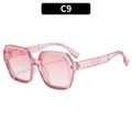 Chic oversized square pink gradient sunglasses with thick transparent frames in C9 - Transparent Pink Frame Gradient Pink Lens (C9)