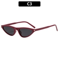 Occhiali da sole cat-eye rosso scuro con lenti nere e finitura lucida retrò, modello C3 - Montatura Rosso Vino / Lenti Grigie