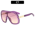 Oversized shield sunglasses with purple transparent frames and gradient tint lenses - Purple Frame Purple Yellow Lens