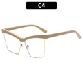 Occhiali moderni semicerchiati kaki con linea sopraccigliare cat-eye e bordi oro - Cachi (C4)