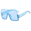 Occhiali da sole a mascherina blu senza montatura con stanghette trasparenti e rivetti - Montatura Blu / Lenti Blu