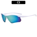 White sports sunglasses with blue-green gradient single lens for hiking and skiing - White Frame Gold Mercury (C5)