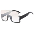 Lunettes de soleil carrées sans monture avec verres gris et rivets métalliques - Monture Noire Verre Miroir Dégradé