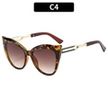 Cat eye sunglasses with tortoise frame, brown gradient lenses and gold metal temples - Tortoise Frame Double Tea Lens (C4)