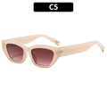 Fashionable cat-eye sunglasses with translucent beige frame and brown gradient lenses - Jelly Tea Double Tea Lens (C5)