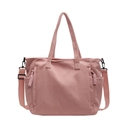 Bolso tote de pana rosa con correa ajustable para el hombro y cremalleras frontales - Rosa