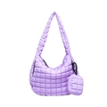 Light purple quilted cloud bag with matching mini coin purse and wide shoulder strap - Purple