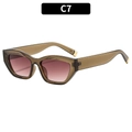 Fashionable cat-eye sunglasses with translucent amber frames and red gradient lenses - Olive Green Double Tea Lens (C7)