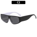 Oversized retro sunglasses with stylish black and white contrast frame design in C2 color - Black White Frame Grey Lens