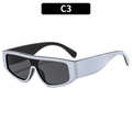 Retro oversized sunglasses in silver frame with C3 dark grey lenses for outdoor sports - White Black Frame Grey Lens
