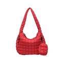 Quilted cloud shoulder bag in vibrant red nylon featuring a matching small zip pouch - Red