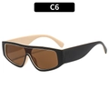 Lunettes de soleil vintage oversize avec monture bicolore noir et beige crème C6 - Monture Noir et Beige Verre Gris
