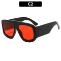 Gafas de sol cuadradas de gran tamaño con montura negra y cristales rojos vivos - Montura Negra Lente Roja (C2)