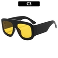 Gafas de sol cuadradas de gran tamaño con montura negra y lentes amarillas, modelo C3 - Montura Negra Lentes Amarillas (C3)