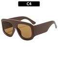 Gafas de sol cuadradas de gran tamaño con montura marrón mate y lentes de color té - Montura Café Lente Té (C4)