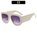 Retro Übergroße quadratische Sonnenbrille mit cremeweißem Rahmen und lila Farbverlauf - Reisweißer Rahmen Doppelgraue Linse (C5)
