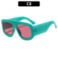 Oversize quadratische mintgrüne Sonnenbrille mit roten Gläsern Modell C8 - Gelee Grün Rote Linse (C8)