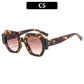 Polygonal tortoise shell sunglasses with gradient brown lenses and black decor - Tortoise Frame Gradient Tea Lens (C5)