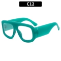 Quadratische Oversize-Sonnenbrille mit dickem petrolblauem Rahmen für Damen - Gelee Grün Klare Linse (C12)