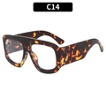 Retro Oversize quadratische Sonnenbrille in Schildpatt-Optik mit flachem Top-Design - Schildpatt-Rahmen Klare Linse (C14)