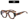 Modern oversized polygonal glasses frame with brown tortoiseshell and black finish - Tortoise Frame Clear Lens Black Detail (C9)