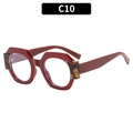 Polygonal burgundy vintage sunglasses with tortoise shell texture and flat lenses - Wine Red Frame Clear Lens (C10)