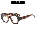 Stylish geometric tortoiseshell frame glasses with a vintage hexagonal C12 design - Tortoise Frame Clear Lens Green Detail (C12)