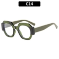 Chic polygonal green acetate frame sunglasses with retro geometric design for women - Green Frame Clear Lens (C14)
