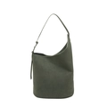 Minimalistische, tief olivgrüne Beuteltasche aus mattem Leder mit verstellbarem Riemen - Grün