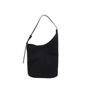 Minimalistische schwarze Eimertasche mit asymmetrischer Kante und verstellbarem Riemen - Schwarz