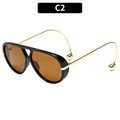 Klassische Pilotensonnenbrille mit schwarzem Rahmen, bernsteinfarbenen Gläsern C2 - Schwarzer Rahmen Teefarbene Gläser (C2)