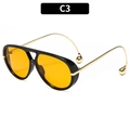 Schicke Pilotenbrille mit schwarzem Rahmen, gelben Gläsern und goldenen Tropfen-Bügelenden - Schwarzer Rahmen Orange Linsen (C3)