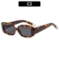 Retro-Sonnenbrille mit breitem Schildpatt-Rahmen und dunkelgrauen Gläsern - Schildpatt Rahmen Graue Linsen (C2)