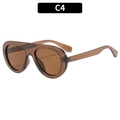 Fashionable oversized oversized shield sunglasses with translucent brown frames and flat top - Tea Frame Tea Lens