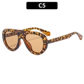 Lunettes de soleil oversize léopard avec verres bruns C5 pour hommes et femmes élégants - Monture Léopard / Verres Thé
