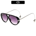 C5 variant aviator sunglasses with black frame, purple gradient lenses and silver metal legs - Black Frame Double Gray Gradient Lens (C5)
