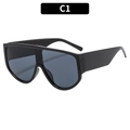 Occhiali da sole oversize con lente unica neri C1 per uno stile outdoor alla moda - Montatura Nera Lenti Grigie