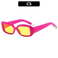 Retro-Rechteck-Sonnenbrille mit pinkem Rahmen und gelben Gläsern, C5-Variantenstil - Lila Rahmen Gelbe Gläser (C5)