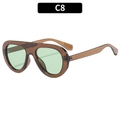Lunettes de soleil rétro à dessus plat avec monture marron et verres verts C8 - Monture Thé Verres Verts