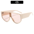 Moderne Shield-Sonnenbrille mit cremeweißem Rahmen und hellrosa Gläsern C5 - C5-Beigefarbener Rahmen Champagnergläser