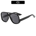 Lunettes de soleil aviateur oversize noir avec verres gris et monture épaisse - Monture Noire Verres Gris