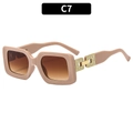 Retro square beige pink sunglasses with gradient brown lenses and gold metal temples - Off White Frame Gradient Tea Lens