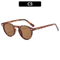 Vintage runde Sonnenbrille mit dunklem Schildpatt-Rahmen und braunen Gläsern, Stil C5 - Schildpatt Rahmen Tee Linse (C5)