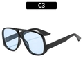 Lunettes aviateur oversize tendance avec monture noire et verres bleu clair C3 - Monture Noire Verres Bleus