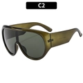 Occhiali da sole sportivi oversize con montatura verde oliva e lenti grigie - Montatura Oliva Lente Verde