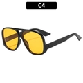 Lunettes de soleil aviateur tendance avec monture noire et verres jaunes pour hommes et femmes - Monture Noire Verres Orange