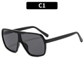 Gafas de sol negras de gran tamaño con cristales gris oscuro y diseño retro de una pieza - Montura Completamente Negra Lentes Grises (C1)