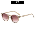 Retro-Sonnenbrille mit rundem champagnerfarbenem Rahmen und braunen Verlaufsgläsern - Hellteerahmen Gradient Teelinsen (C7)