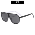 Chic gafas de sol rectangulares de gran tamaño en blanco y negro con lentes gris oscuro - Montura Blanco y Negro Lentes Grises (C2)